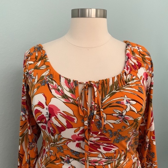 Floral Orange Midi Dress - Picture 6 of 14